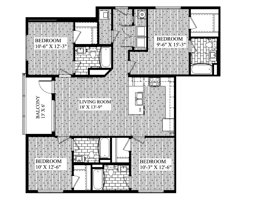 4BR / 4BA at The Quad Luxury Apartments (W) Closest Apartments to UF